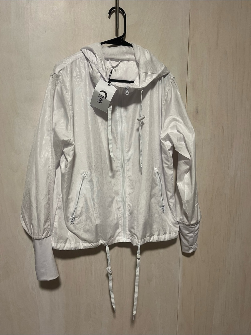 ZYIA White Hooded Bomber Jacket